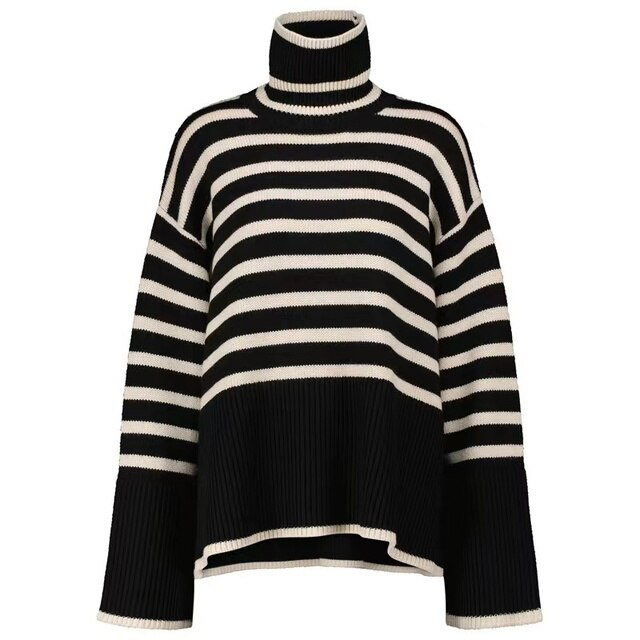 Avencea - Striped Turtleneck Sweater Magic