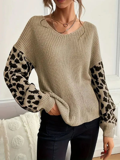 Leopard Drape Knit Sweater