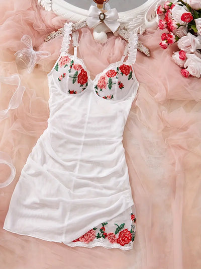 La Rose Ruched Mesh Nightgown