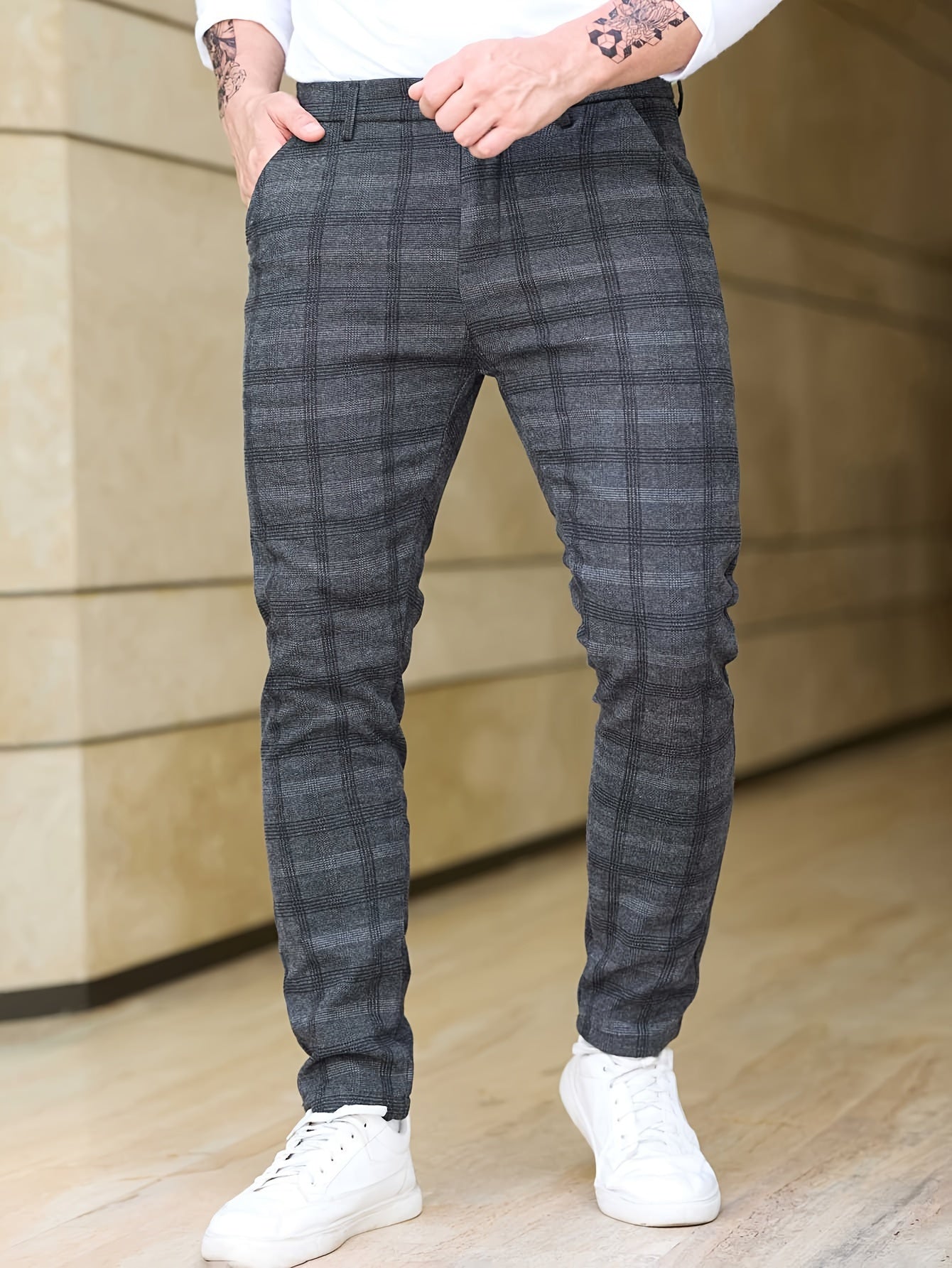 Flavio Santoro Slim-Fit Plaid Trousers