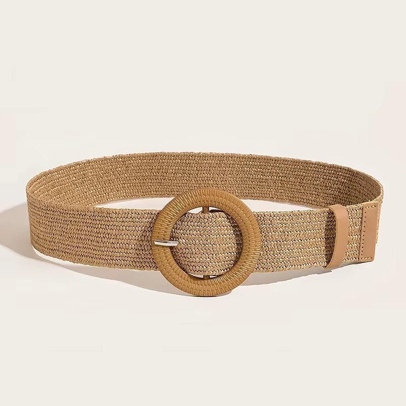 Sand & Pearl Woven Raffia Belt
