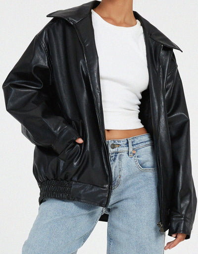 Ruby | Women’s Oversized Leather Bomber Jacket
