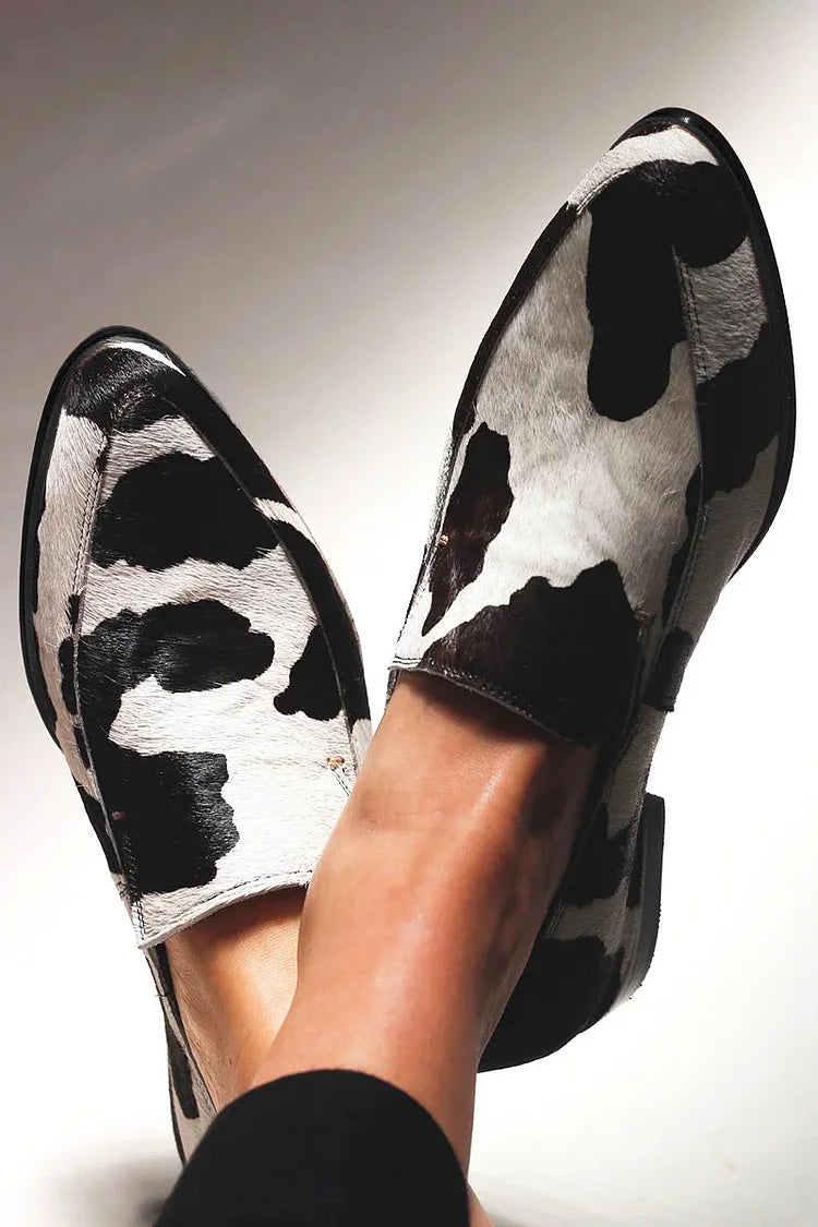 NORTHLINE STUDIO | COW PRINT SLIP-ONS