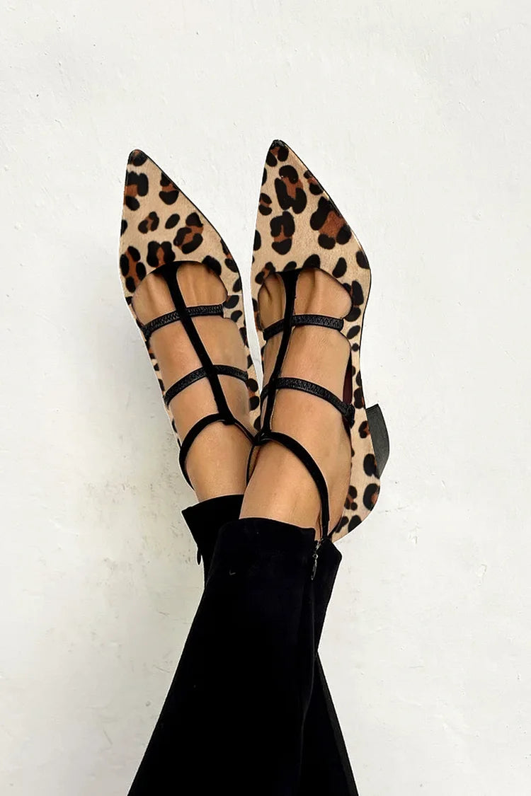 NORTHLINE STUDIO | LEOPARD STRAP BALLET HEELS