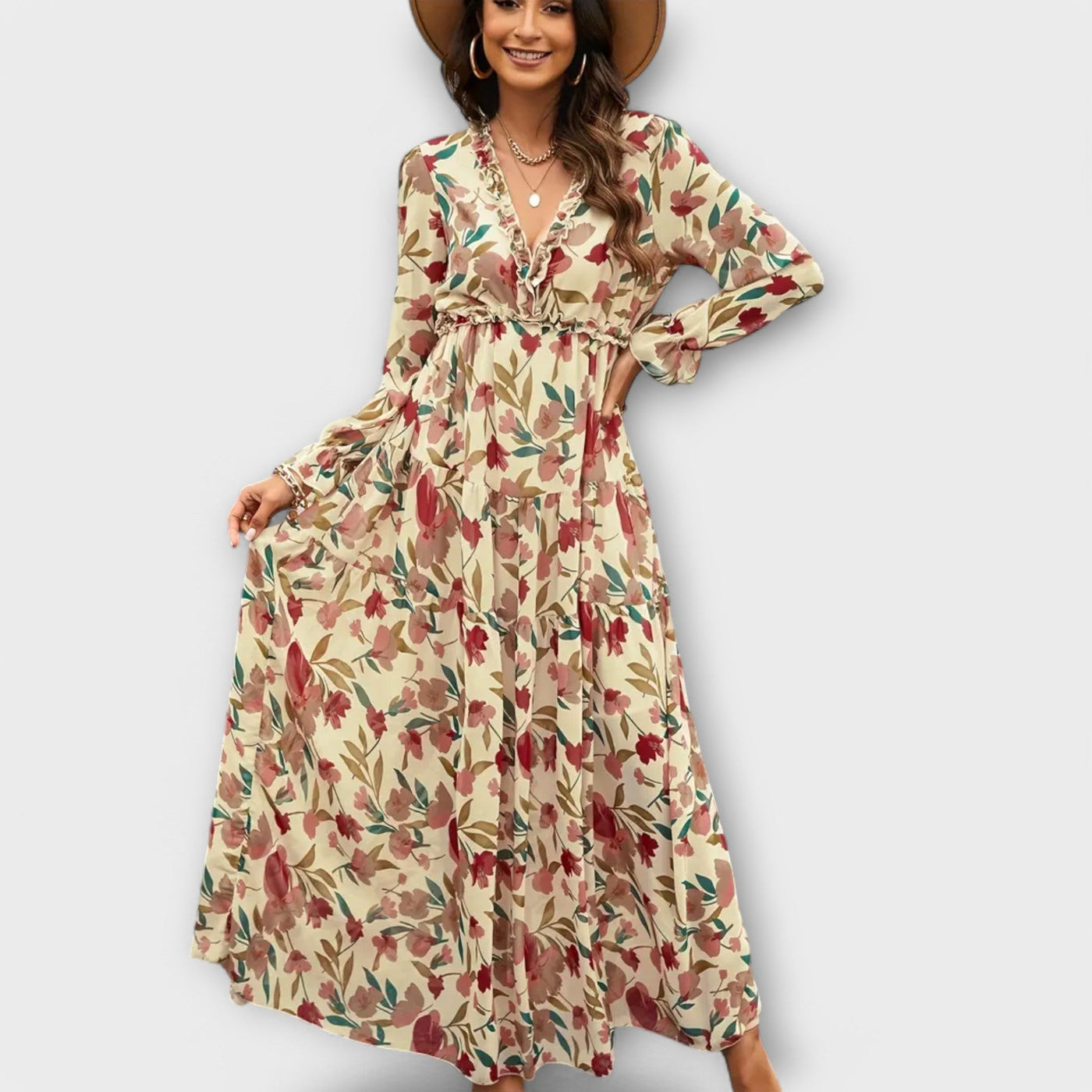 CAMILLA | ELEGANT FLORAL MAXI DRESS