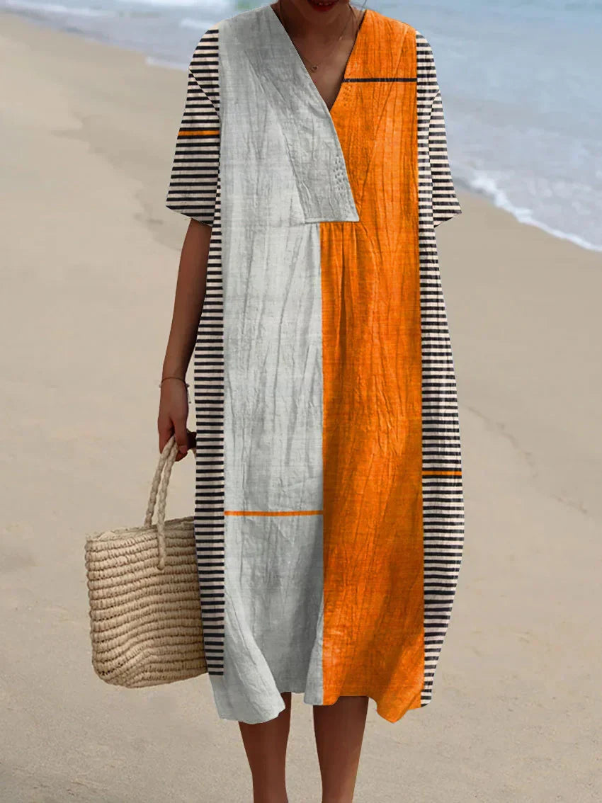 Élina | Striped Geometric Dress