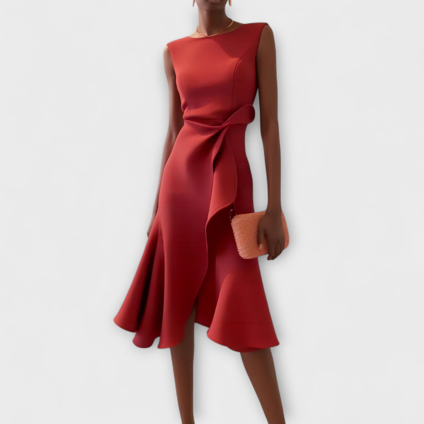 Julia | Draped Asymmetric Midi Dress