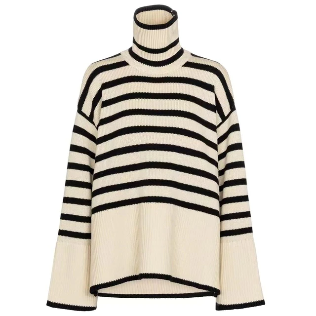 Avencea - Striped Turtleneck Sweater Magic