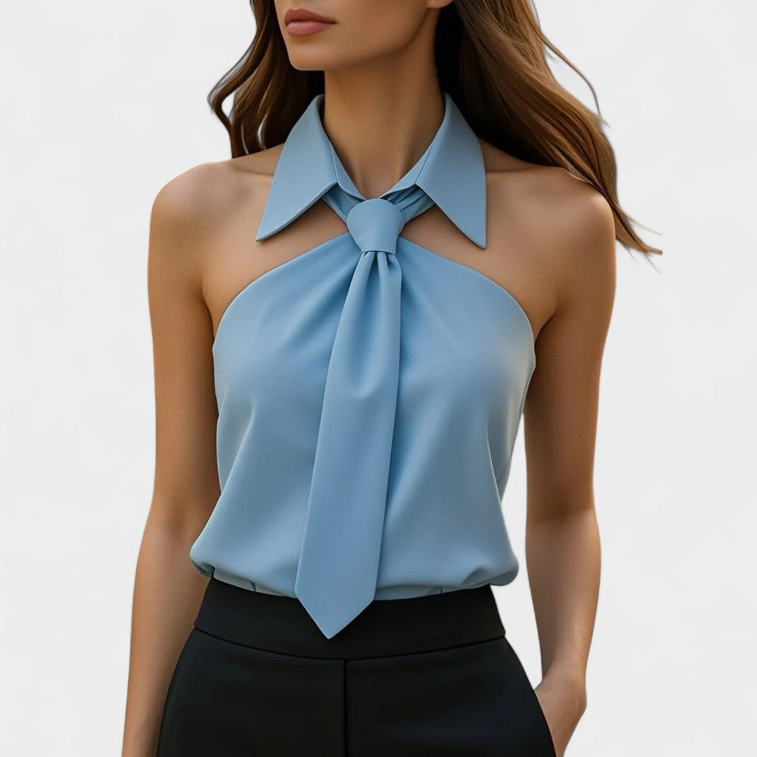NORTHLINE STUDIO | TIE COLLAR HALTER TOP