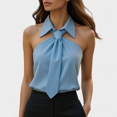 NORTHLINE STUDIO | TIE COLLAR HALTER TOP