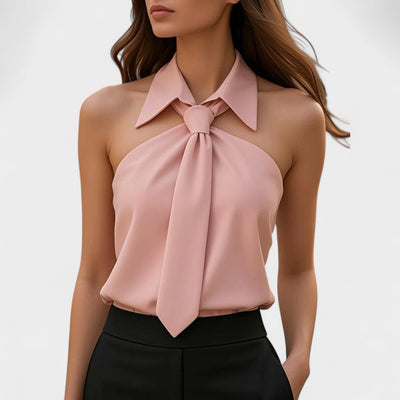NORTHLINE STUDIO | TIE COLLAR HALTER TOP