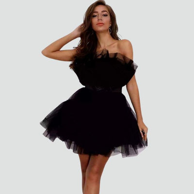 Avencea Bandeau Tulle Dress with Layered Skirt