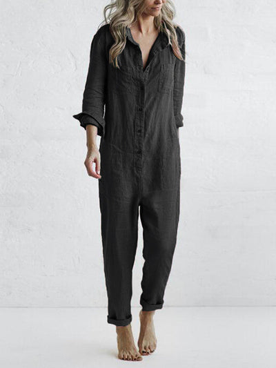 Long-Sleeve Jumpsuit from Avencea - An Elegant Highlight in 100% Cotton