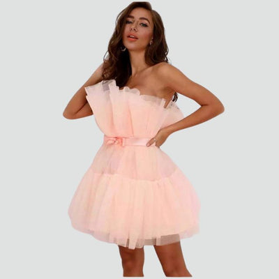 Avencea Bandeau Tulle Dress with Layered Skirt