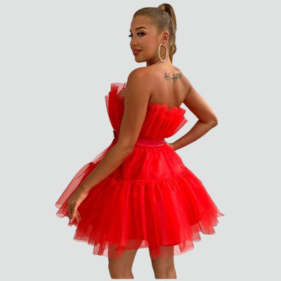 Avencea Bandeau Tulle Dress with Layered Skirt