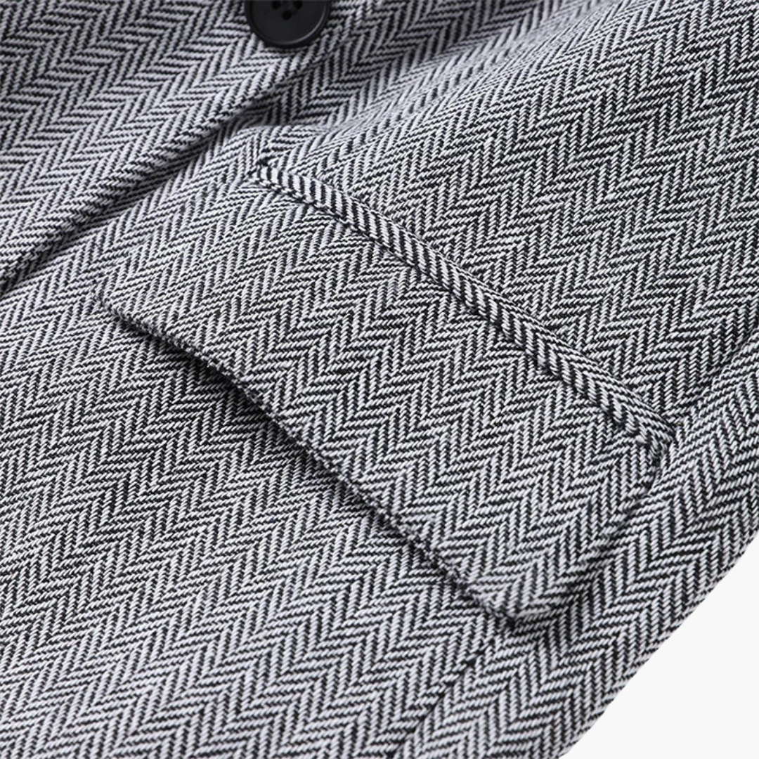 Ivory - Elegant Fishbone Pattern 3-Piece Suit