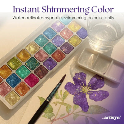RadiantFlow™ Watercolor Set — Ignite Your Creativity with Mesmerizing, Shimmering Color Bursts