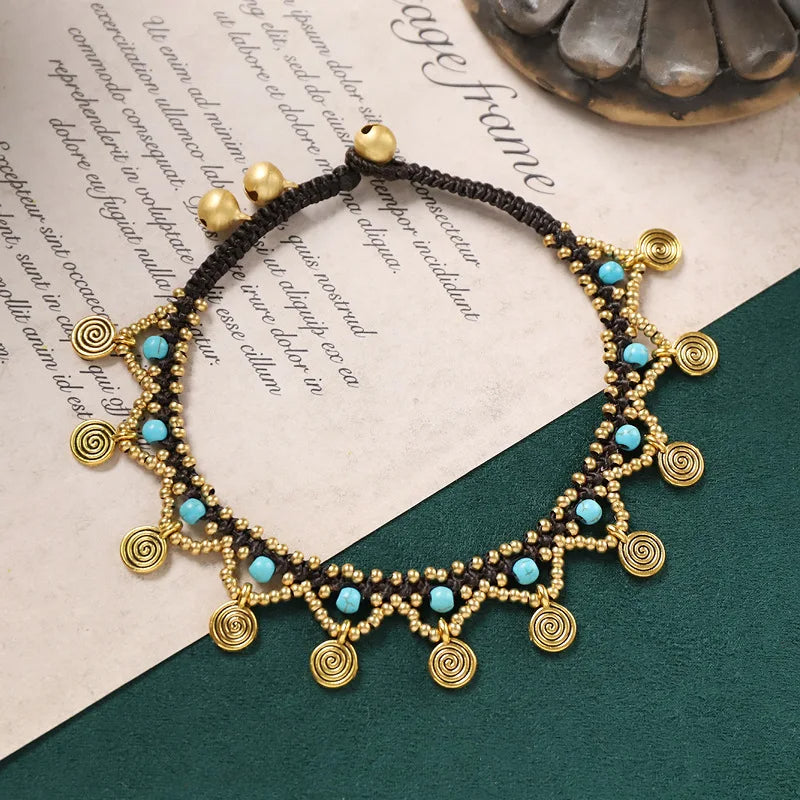 Zahara Spiral Beaded Charm Anklet