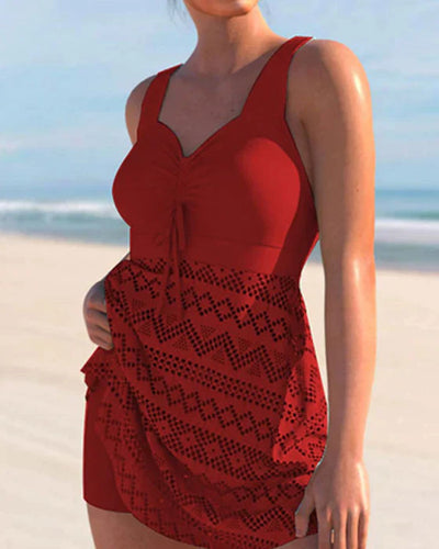 Avencea | Solid Color Lace Tankini