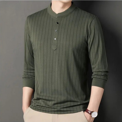 Stratus Pinstripe Mandarin Collar Shirt