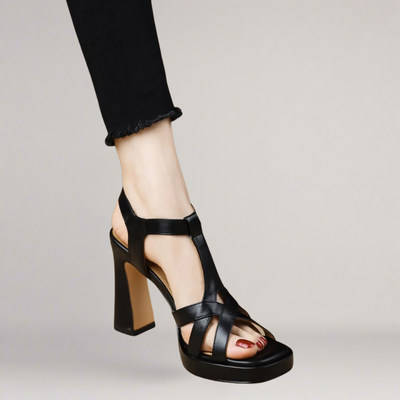 Amalfi | Sandalo artigianale in ecopelle con tacco alto