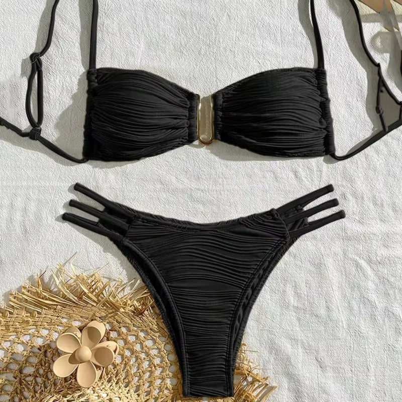 Tulum Ruched Bandeau Bikini Set