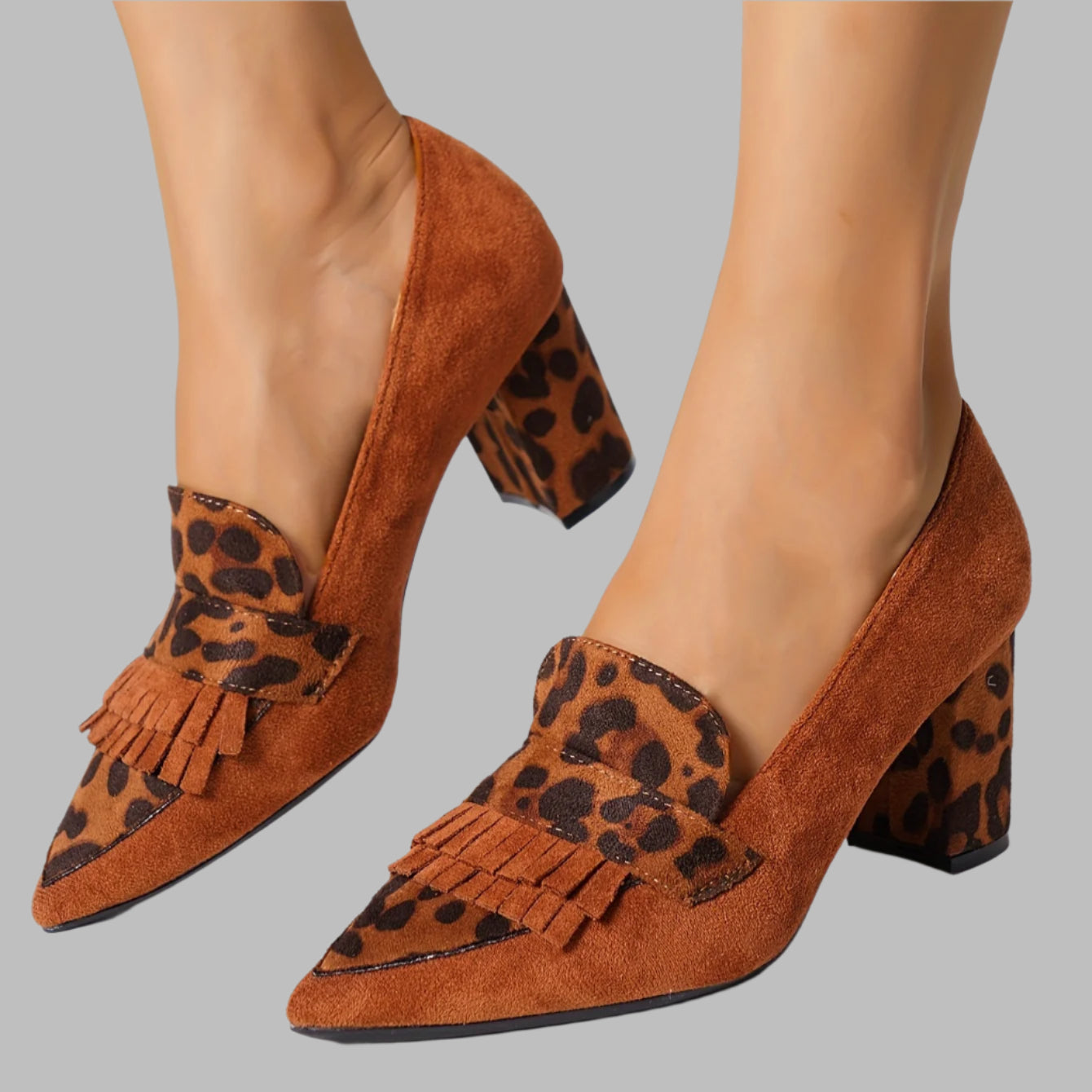 Monica – Desert Leopard Block Heels