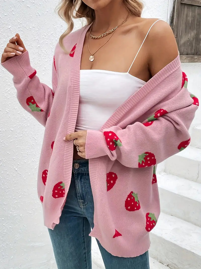 Strawberry Motif Knit Cardigan