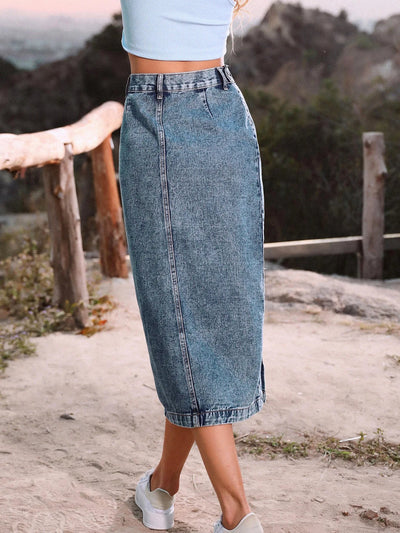 Vivienne Side-Slit Denim Skirt