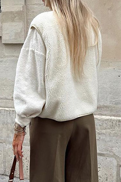 Avencea | Casual Street Bag Buttons, Fluffy Vests with O-Neck