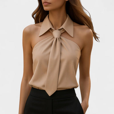 NORTHLINE STUDIO | TIE COLLAR HALTER TOP