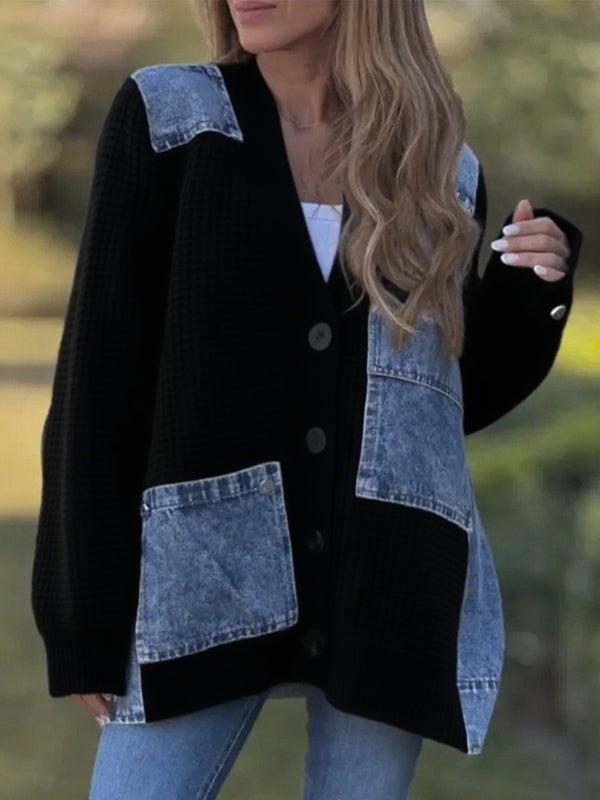 Raya™ | Patch Knit Casual Cardigan