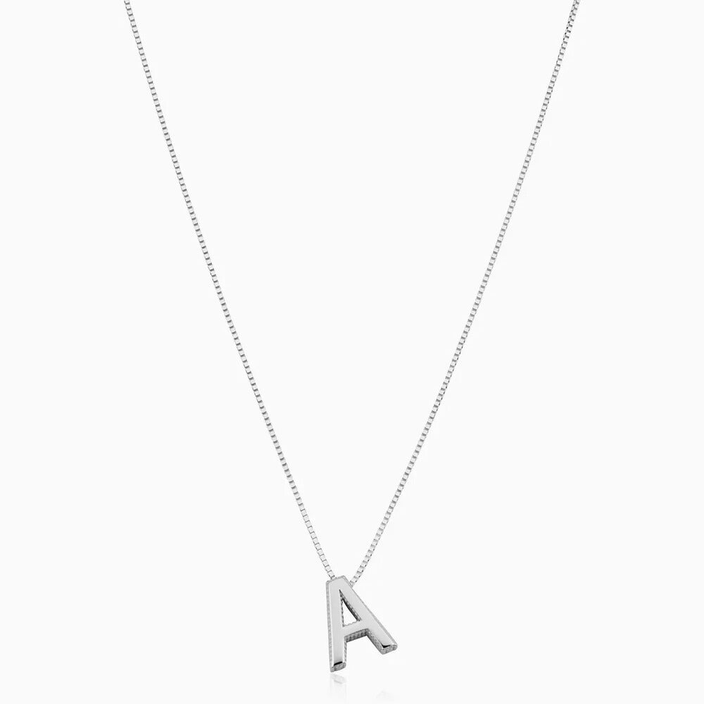 Love letter initial necklace | White Gold 18k