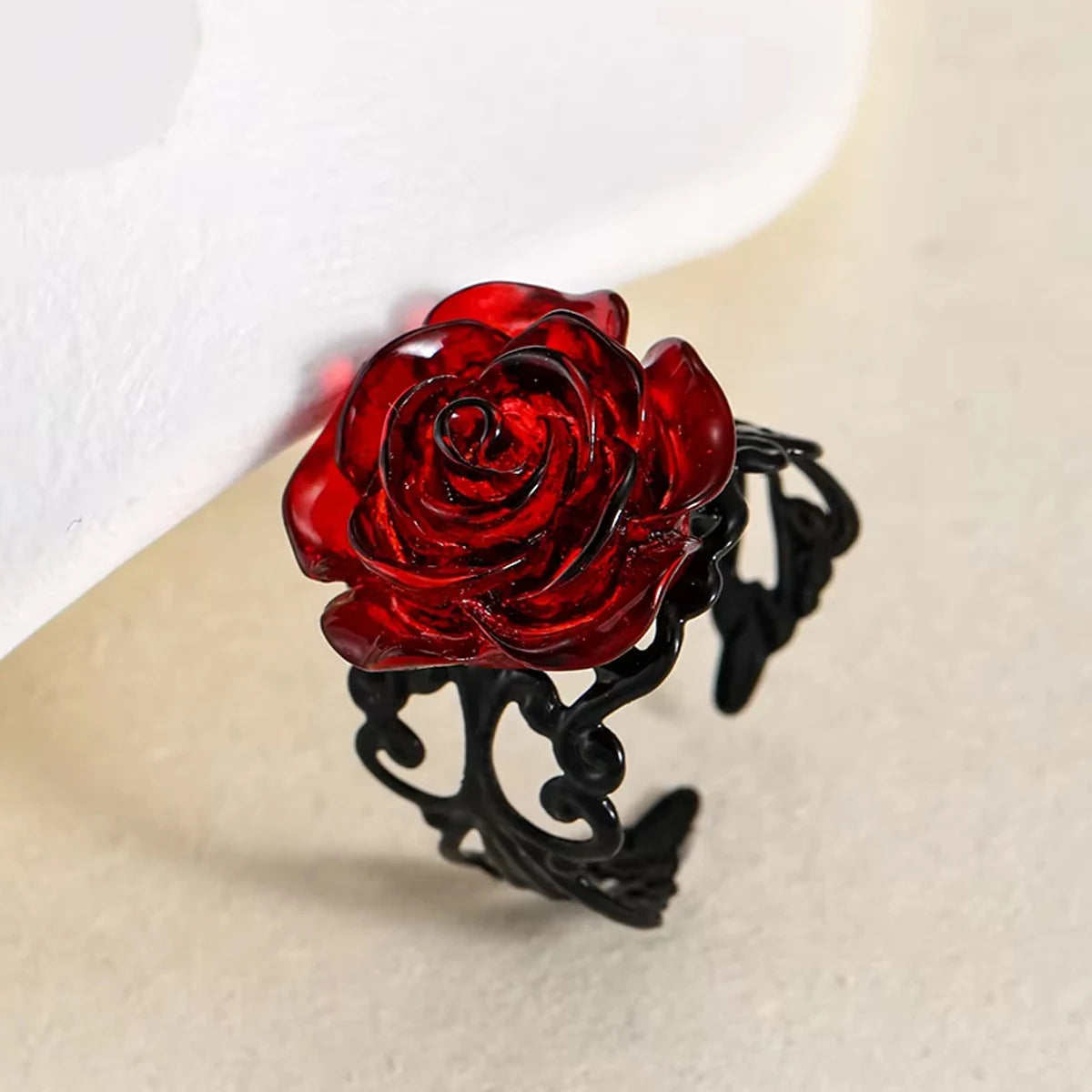 Crimson Thorns Rose Ring