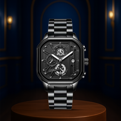 Orion | Industrial-Inspired Bold All-Black Geometric Case Watch