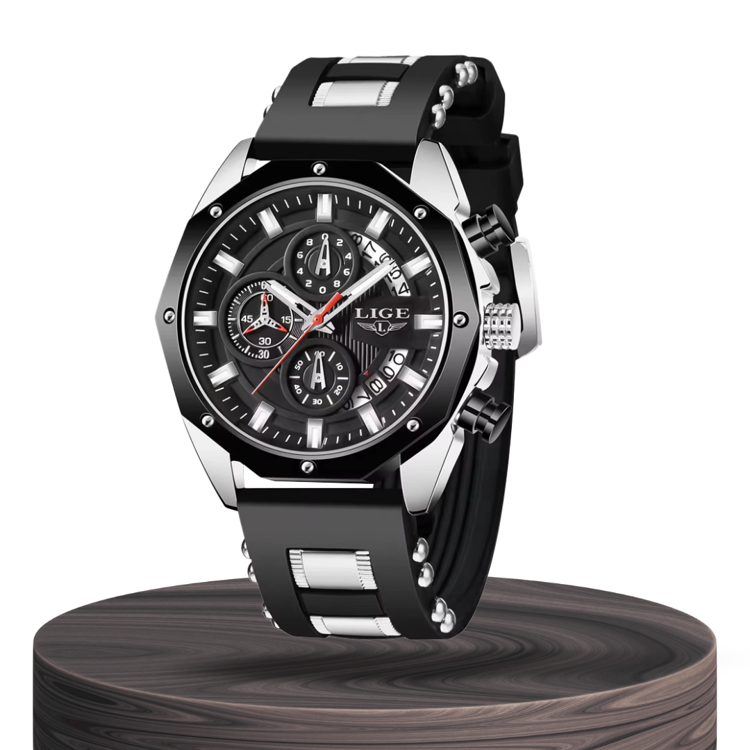 Dean | Men's Silicone Strap Sports Chronograph Quartz Watch | 35mm