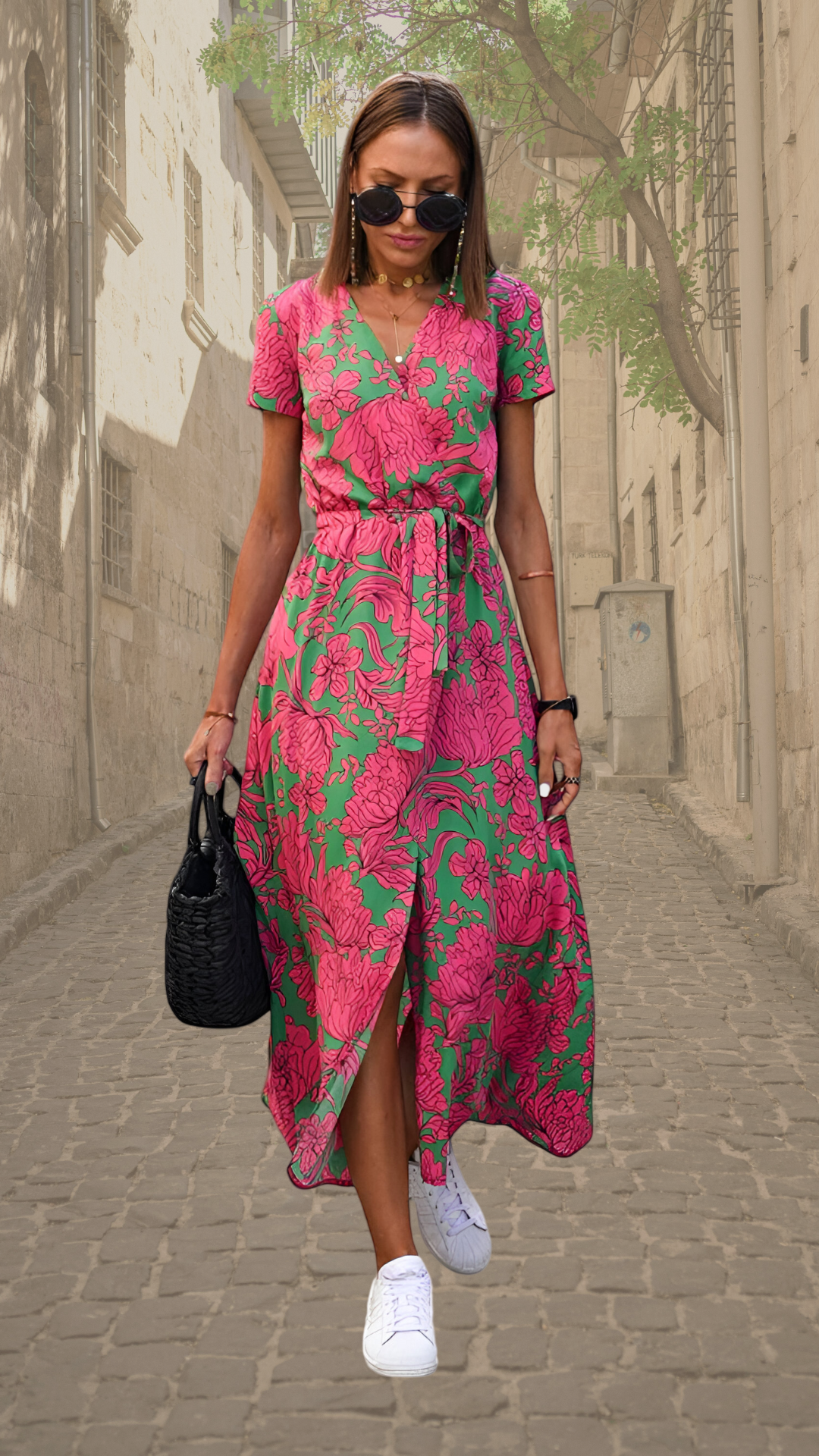 Aubrey | Bold Floral Wrap Maxi Dress