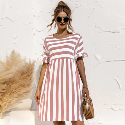 Avencea - Stylish Striped Midi Dress