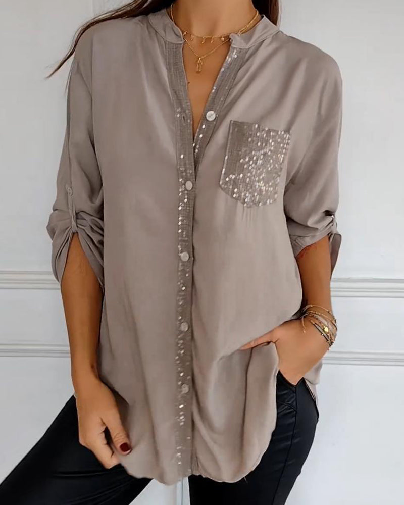 Veda - Paneled Relaxed Fit Sequin Top