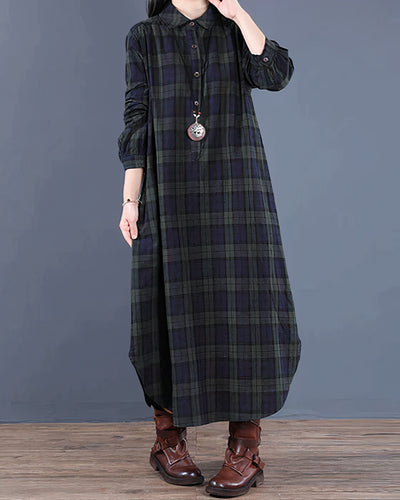 Avencea Long Sleeve Checkered Shirt Dress
