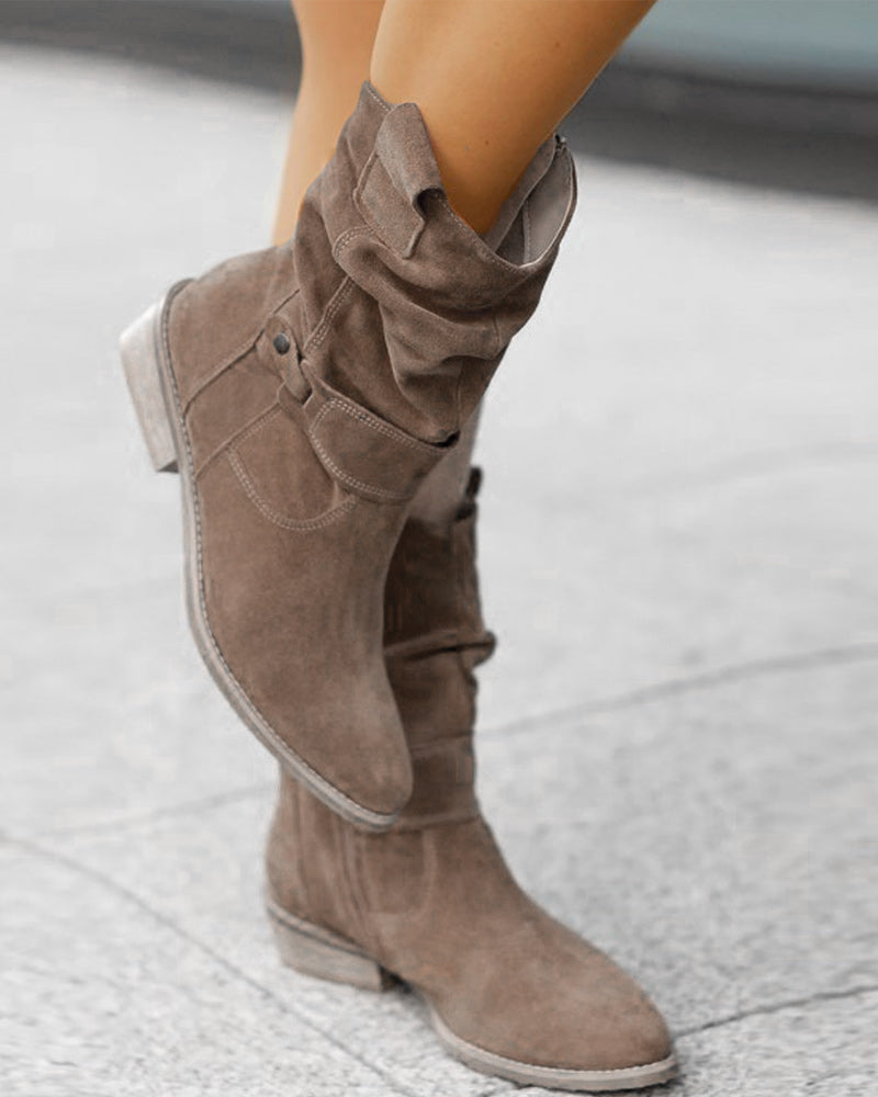 Low Heel Ankle Boots with Practical Zipper