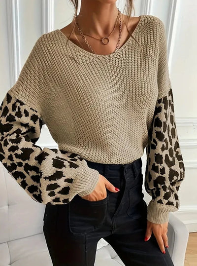 Leopard Drape Knit Sweater