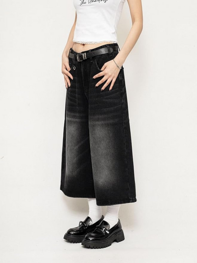 Rebel Wide-Leg Denim Culotte