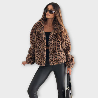 Leocadia – Faux Fur Jacket with Leopard Print