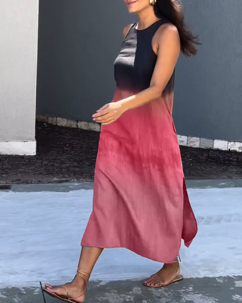 Carys - Sleeveless Round Neck Gradient Dress