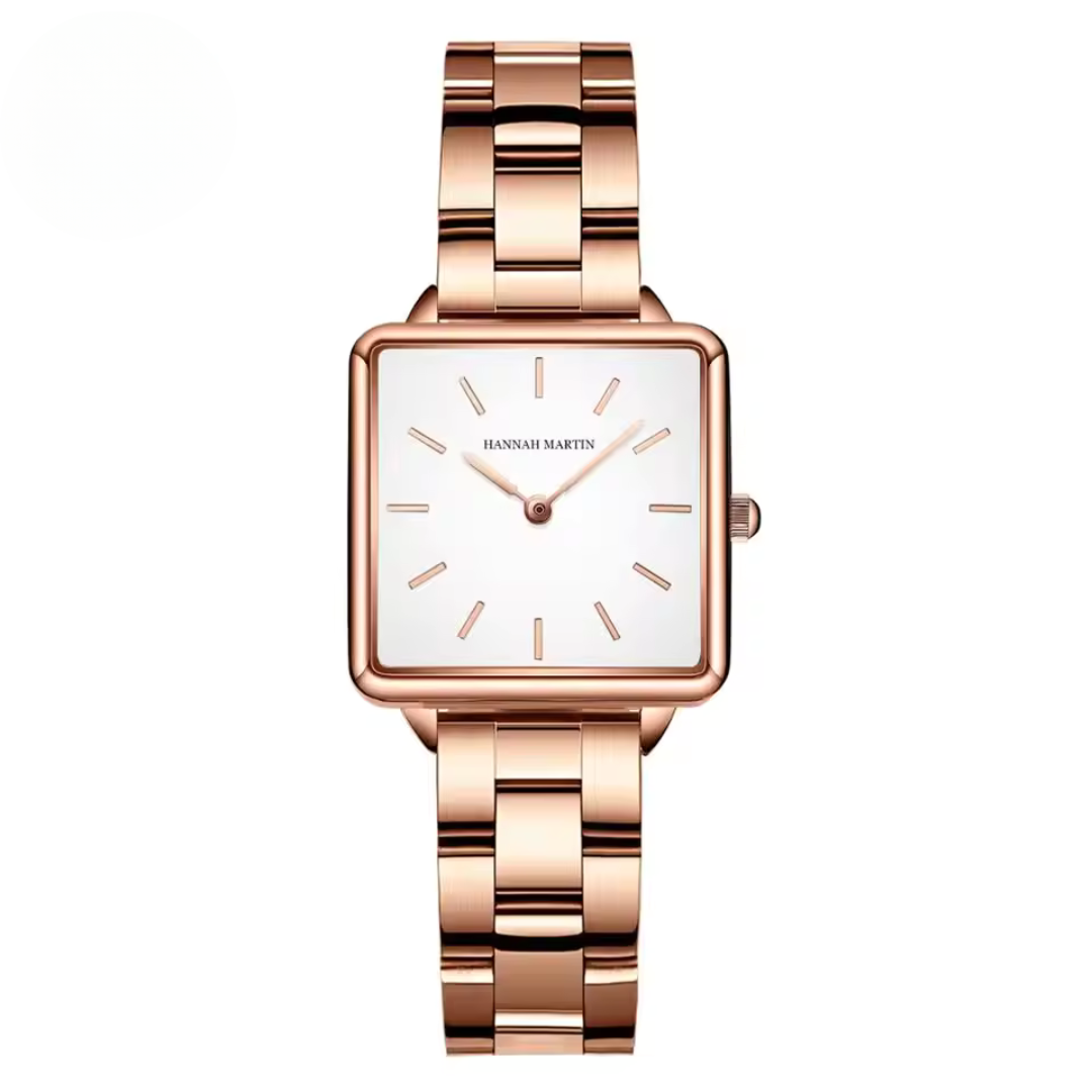 Stainless Square Rose Gold Dial Quartz Watch