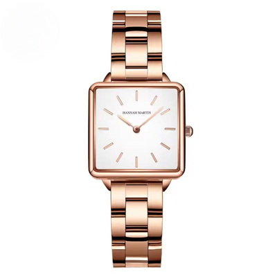 Stainless Square Rose Gold Dial Quartz Watch