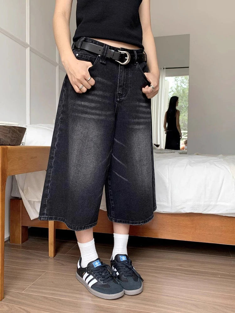 Rebel Wide-Leg Denim Culotte