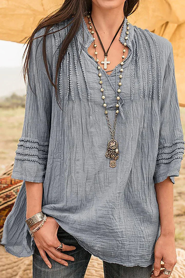 Avencea | V-Neck Linen Blouse