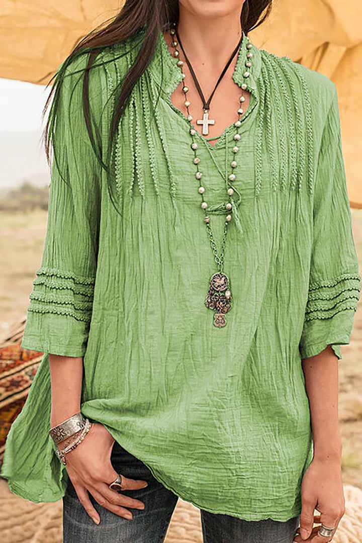 Avencea | V-Neck Linen Blouse